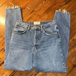 We The Free women’s straight cut jean medium wash distressed